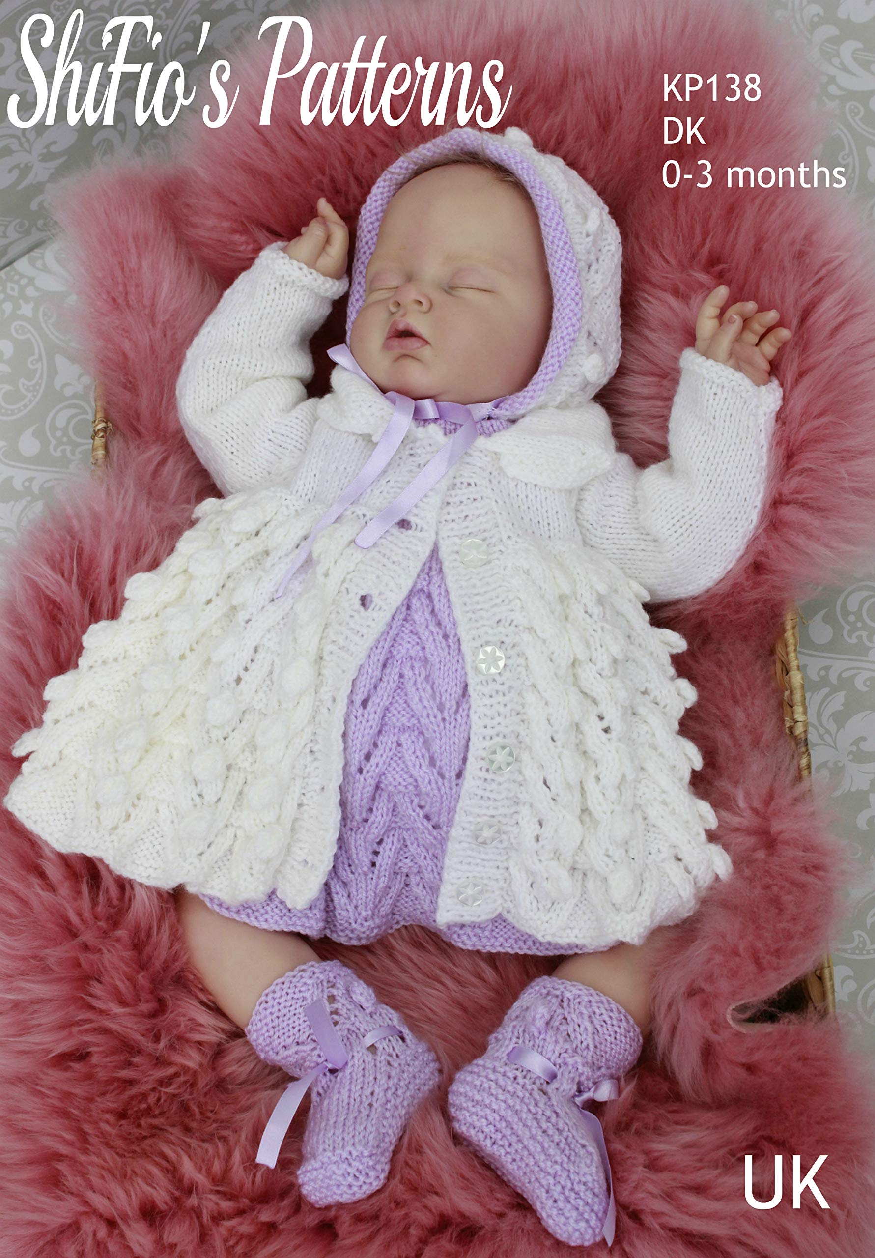 Knitting Pattern for Babies Matinee Jacket, Dress, Bonnet and Bootees, Baby Knitting Pattern, 0 to 3 Months KP138