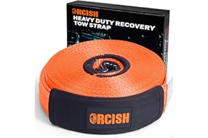 ORCISH Long Recovery Tow Straps, 2" x 66 FT Tow Straps Heavy Duty with Loops, Tow Rope for Truck, Vehicle Recovery Rope with Reinforced Loops and Protective Sleeves, Tree Saver Strap for Winching
