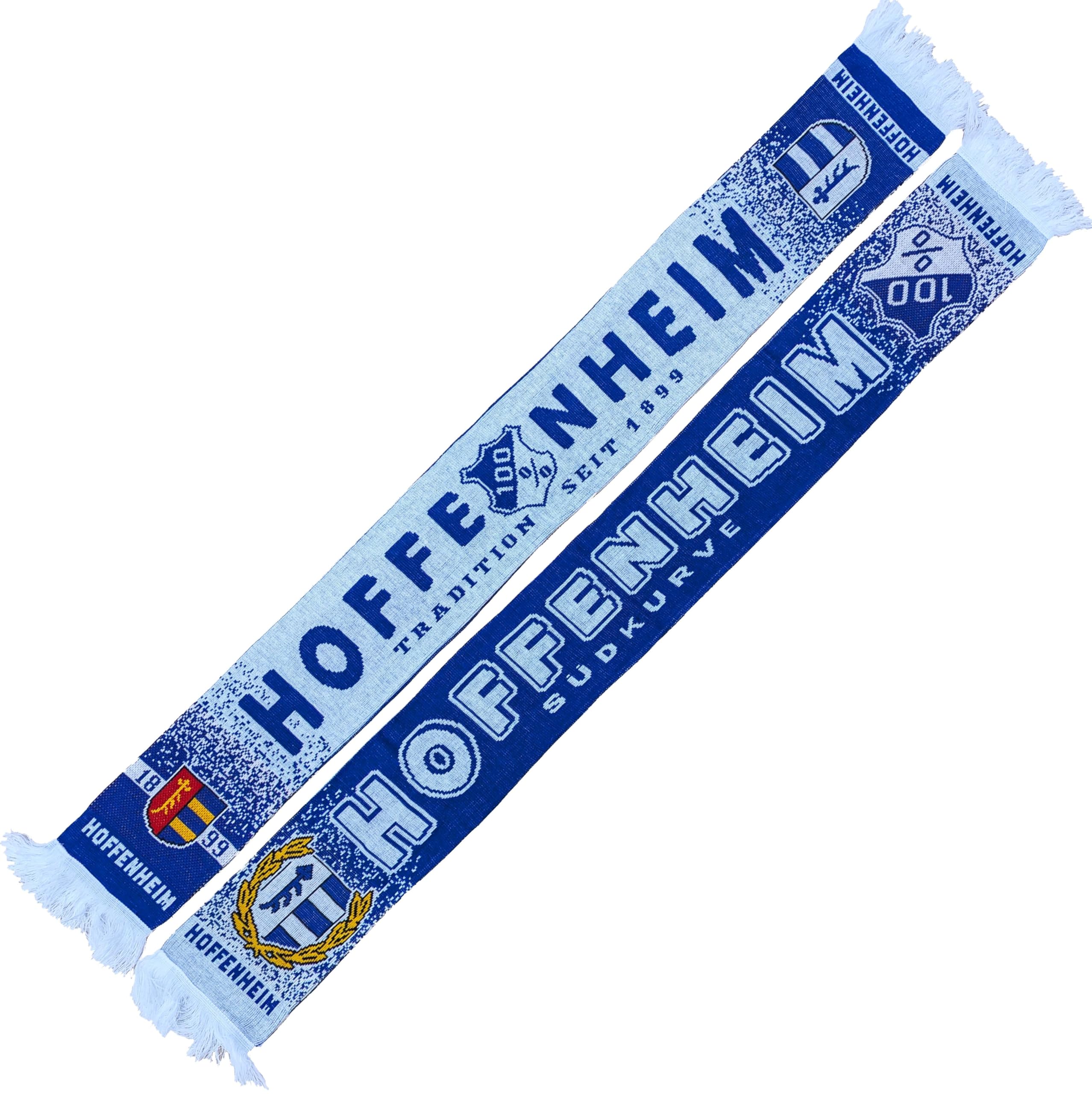 Generisch Hoffenheim Scarf – South Curve – Knitted Scarf, Blue, White, Red, Yellow, One Size