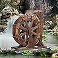 Water Wheel Fountain, Rustic Water Fountain Outdoor, Wooden Water Wheels For Outdoor Decor, Waterwheel Fengshui Wheel, Garden Rockery Fish Pond Landscaping, Retro Decoration ( Color : Carbonized color