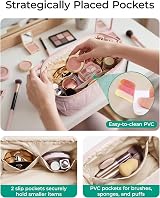 Bagsmart Makeup Bag Travel Cosmetic Bag Pink Large Capacity view 2