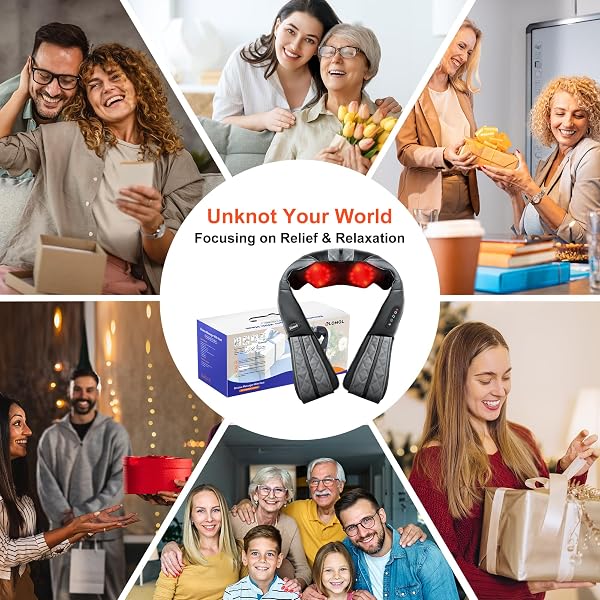ELOMOL NECK SHOULDER MASSAGER WITH HEAT – RECHARGEABLE BACK AND NECK MASSAGE PAIN RELIEF DEEP 5D TISSUE SHIATSU KNEADING MASSAGER FOR SHOULDER BACK LEG GIFTS FOR MOM DAD MEN WOMEN HER HIM