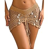YZYIZHI Women's Beach Crochet Hollow Out Shell Cover-Up Skirt Bikini Swimwear Wrap