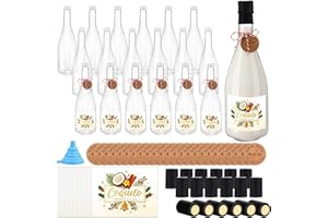 Baderke 24 Pack 750 ml Christmas Plastic Coquito Bottles 25 oz Christmas Empty Wine Champagne Bottles with Lids Heat Shrink Caps Stickers Labels for Homemade Coquito Drinks Xmas Party (Black)