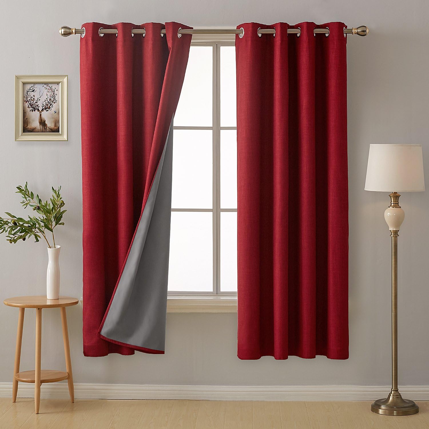 Decoration De Fenetres Rideaux Et Draperies Deconovo Lot De 2 Rideau Occultant Thermique Avec Revetement En Mousse Rideaux A Oeillets Pour Chambre Enfant Bebe Salon Chic 117x138cm Rouge Napravi Rs