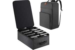 Aleemin Par Light Bag Soft Padded for 10 Par Lights, Stage Lighting Case with Removable Dividers & Backpack-strap & Handle, Lights Bag with Large Pocket for Par Light, Spotlight, Led Light, DJ Light