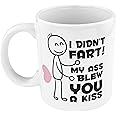Fart / Kiss Coffee Mug, 11oz - Fairly Odd Novelties - Funny Novelty Gag Coffee Tea Cup Gift