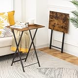 HOOBRO Side Table 2 Set Folding Tables Industrial Rustic Brown EBF25BZ01 view 9