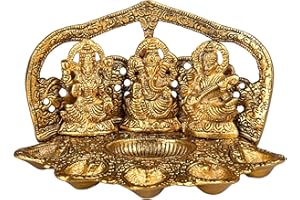 Wonder Care Lakshmi Ganesha Saraswati Diya lamp for Pooja and Home Decor Diwali diyas | Diwali Decorations for Home | Traditional Indian Diya Diwali Gifts | Diya lamp for Pooja