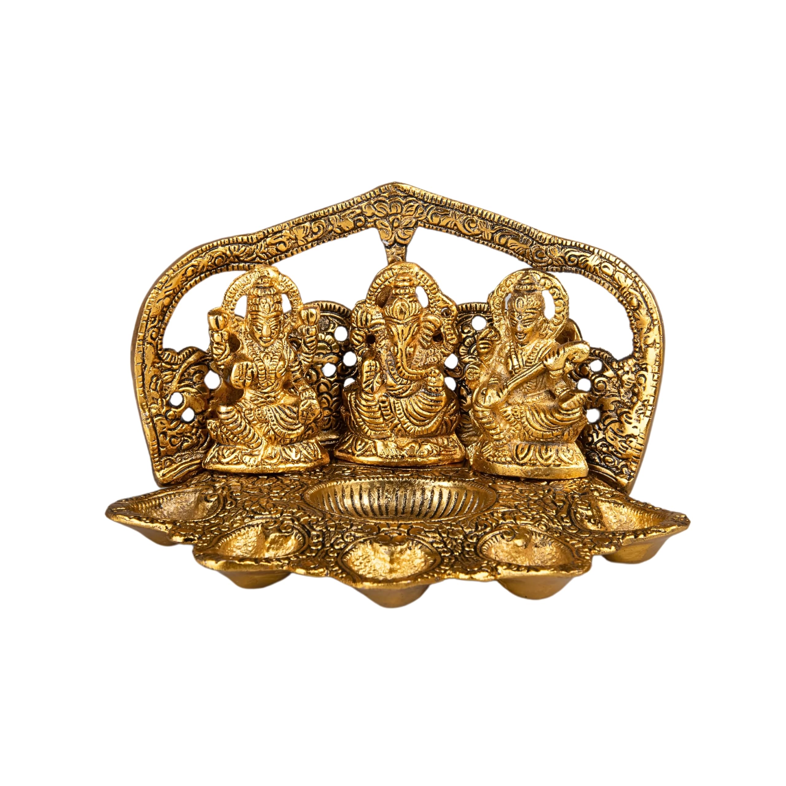 Wonder Care Lakshmi Ganesha Saraswati Diya lamp for Pooja and Home Decor Diwali diyas | Diwali Decorations for Home | Traditional Indian Diya Diwali Gifts | Diya lamp for Pooja