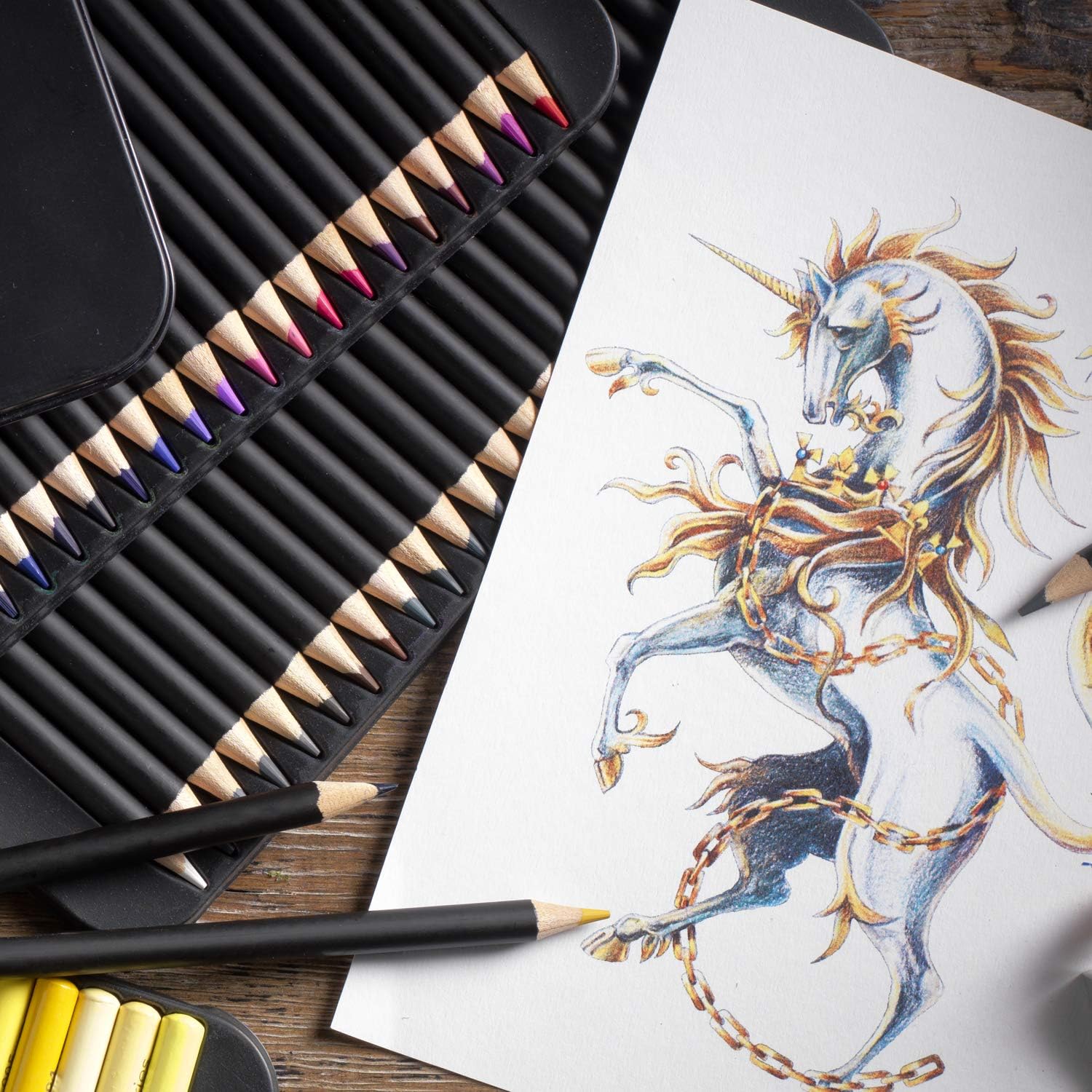 Castle Art Supplies 72 Premium Colored Coloring Pencils Set for Adults Artists Beginners | Ideal for Drawing Sketching Shading | Artist Soft Series Lead Cores with Vibrant Colors : Office Products