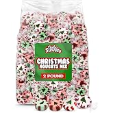 Bulk Christmas Nougats Candy Mix 2 lb Bulk - Handmade Soft &amp; Chewy Peppermint, Wintergreen, and Cinnamon Individually Wrapped Festive Holiday Mints for Bowls, Stockings, Parties, Gift Bags &amp; Treats