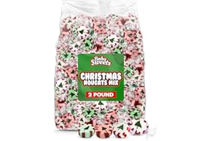 BUHA SWEETS Bulk Christmas Nougats Candy Mix 2 lb Bulk - Handmade Soft & Chewy Peppermint, Wintergreen, and Cinnamon Individually Wrapped Festive Holiday Mints for Bowls, Stockings, Parties, Gift Bags & Treats