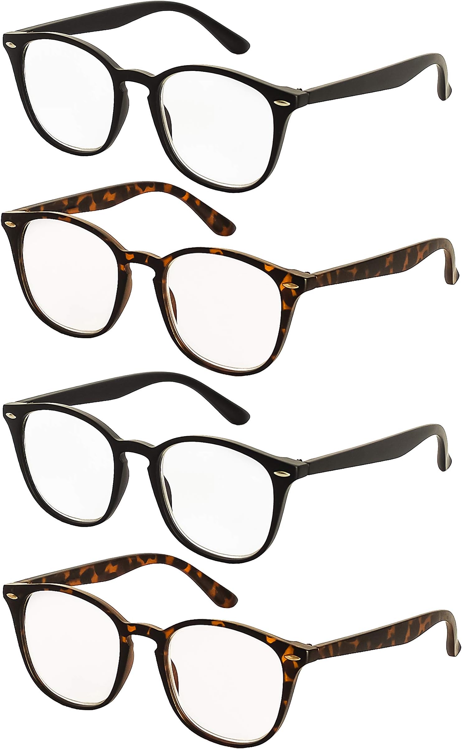 Reading Glasses 4 Pairs Comfort Fashion Matte Readers for Men and Women