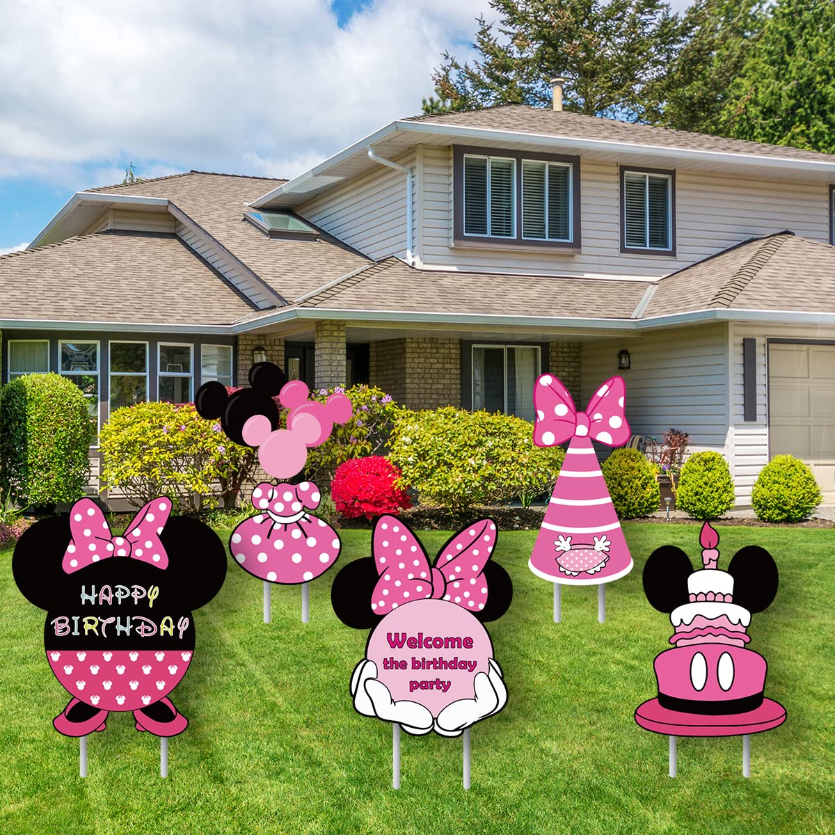 Photo 1 of Minnie Yard Lawn Sign & Decorations (5PCS) - Girl Birthday Party Supplies