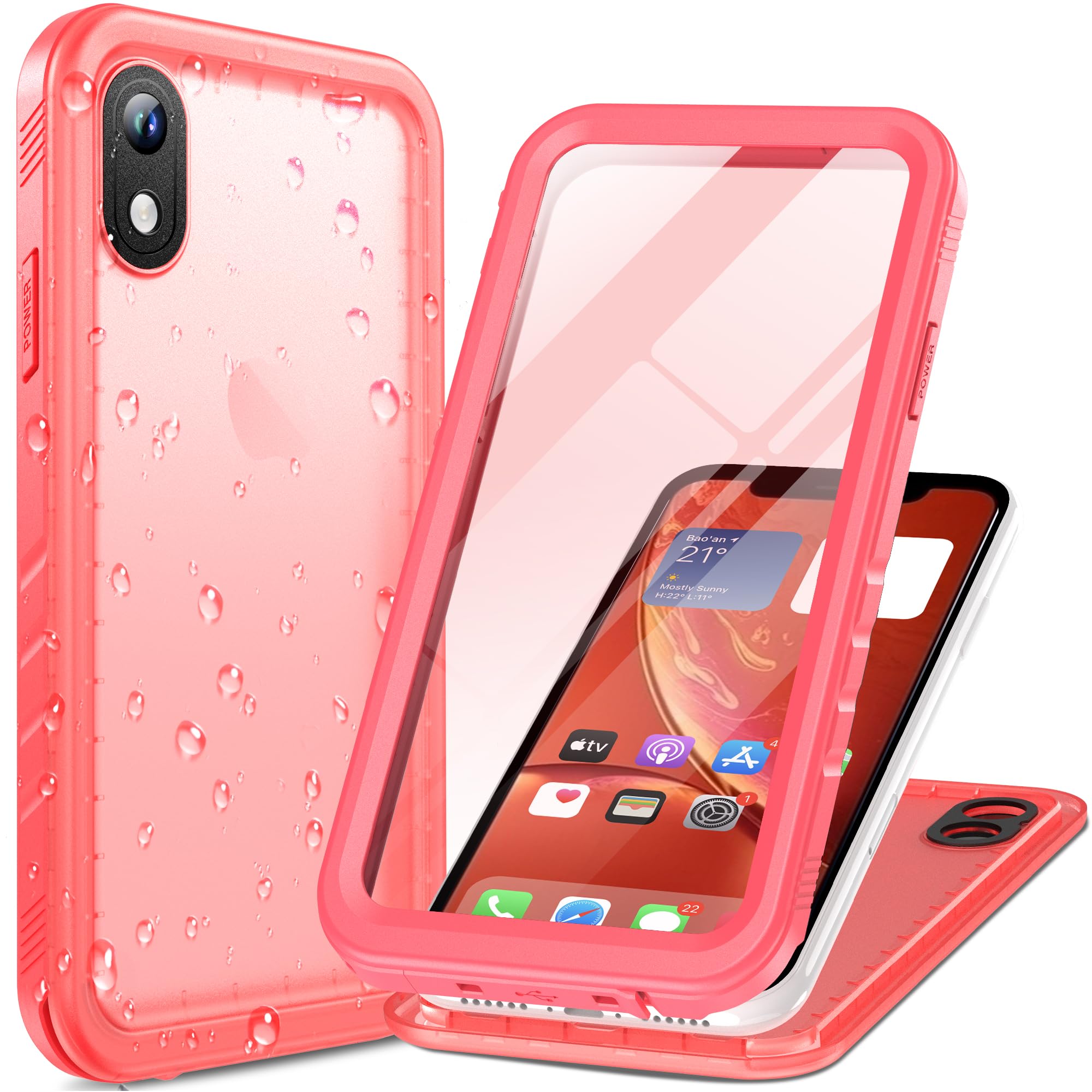 Cozycase for iPhone XR Waterproof Shockproof Case with Screen/Camera Protector - Unbreakable/Heavy Duty/Front and Back Cover【360 Full Body Protective】 Underwater Dustproof Antishock Hard Bumper Black — image 1