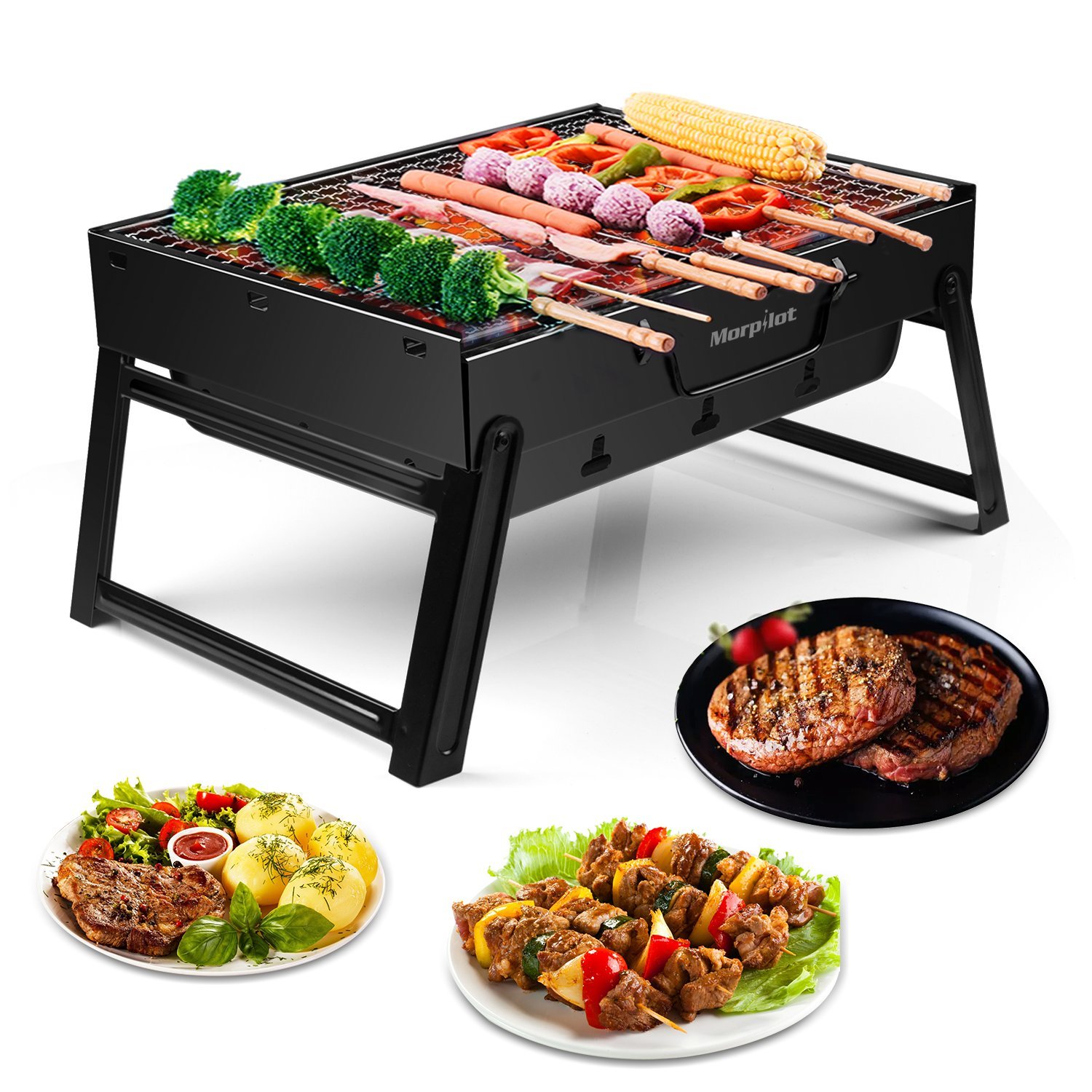 morpilot Portable Barbecue Grill stainless steel Charcoal smoker char broil BBQ pit grill for ourdoor camping
