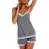 Chamllymers Cotton Sleepwear for Women Short Pjs Set Cami Tops and Shorts