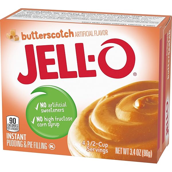 JELL-O BUTTERSCOTCH INSTANT PUDDING & PIE FILLING MIX, 3.4 OZ – PACK OF 24