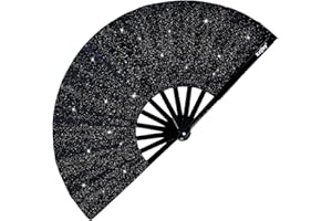 Krifey Large Folding Hand Fan – Bold Snap Fans for Line Dancing, Rave, EDM Festivals & Drag Shows – Statement Accessory for Women, Baddies & Party Queens