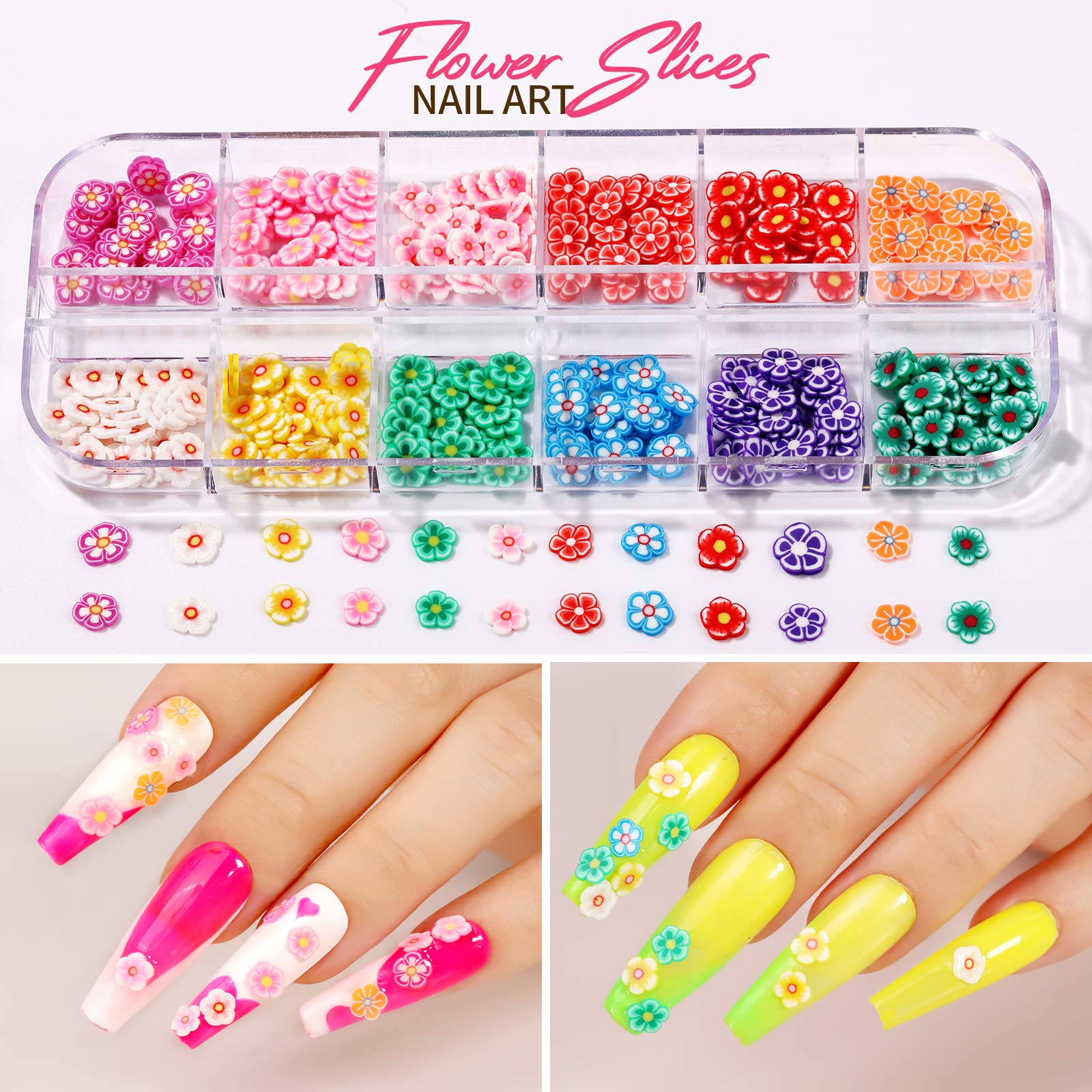 Teenitor 12 Sheets Nail Art Sticker 3D Self-Adhesive, Nail Art Decoration with 5 Boxes Holographic Nail Art Glitter Flakes Butterfly Heart Star Maple Leaf Nail Sequins and Nail Art Flower Slices - Image 6