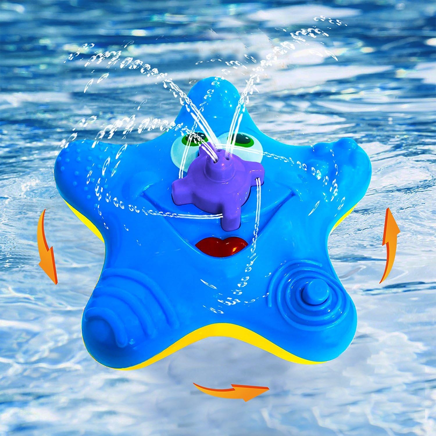 Grsafety Toddlers Bath Toy, Baby Starfish Bath Spray Water Toys, Electronic Float Rotate With Fountain Toys Bathtub Shower Pool Bathroom Toy for Infant Kid Party(Blue)