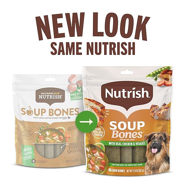 NUTRISH SOUP BONES PREMIUM DOG CHEWS WITH REAL CHICKEN AND VEGGIES, 6 CHEWS (RACHAEL RAY)