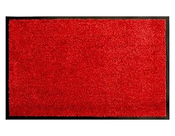 Primaflor - Ideen in Textil Schmutzfangmatte CLEAN – Rot 90x150 cm, Waschbare, Rutschfeste, Pflegeleichte Fußmatte, Eingangsmatte, Küchenläufer Matte, Türvorleger für Innen & Außen