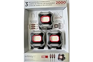 Infinity X1 Rechargeable Worklights, 2000 Lumens, 18 Hour Runtime, USB-C Charging, Not Water Resistant, 3 Pack'