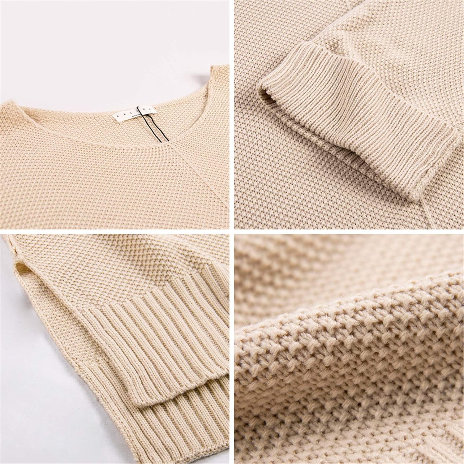 Exlura Women's Casual V Neck Loose Oversized Pullover Sweater High Low Knitted Jumper at  Women’s Clothing store