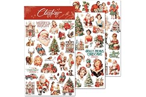 CATaireen Rub on Transfers for Crafts Vintage Scrapbooking Stickers Small Decals Adults Journaling DIY Supplies Use for Fabric Paper Wood Stone Canvas Acrylic Cloth (Christmas Characters)