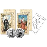 Trendzeen St Peregrine Patron Saint Of Cancer Prayer Card - St. Agatha Card, Pocket Tokens, The Lord's Prayer - Patrons of Cancer Patients Tokens and Cards Set - 5 Items