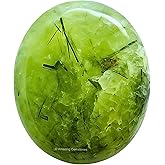 Amazing Gemstone Prehnite Epidote Crystals and Healing Stones - Large Palm Stone Crystals Piedra - Crystal for Good Luck, Positive Energy, Meditation - Unique Stocking Stuffers, Gifts for Women, Men