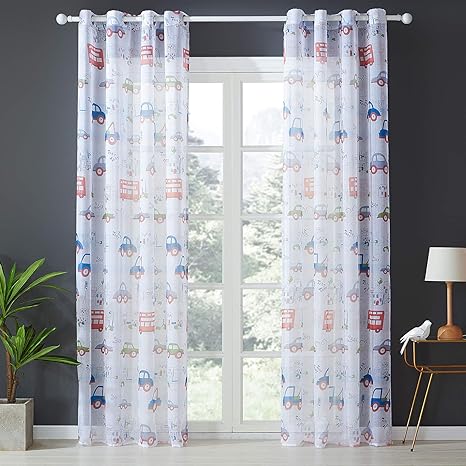 topfinel cortinas estampado translucidas visillos infantiles paneles para ventanas ninos habitaciones salon dormitorio moderno gasa con coche