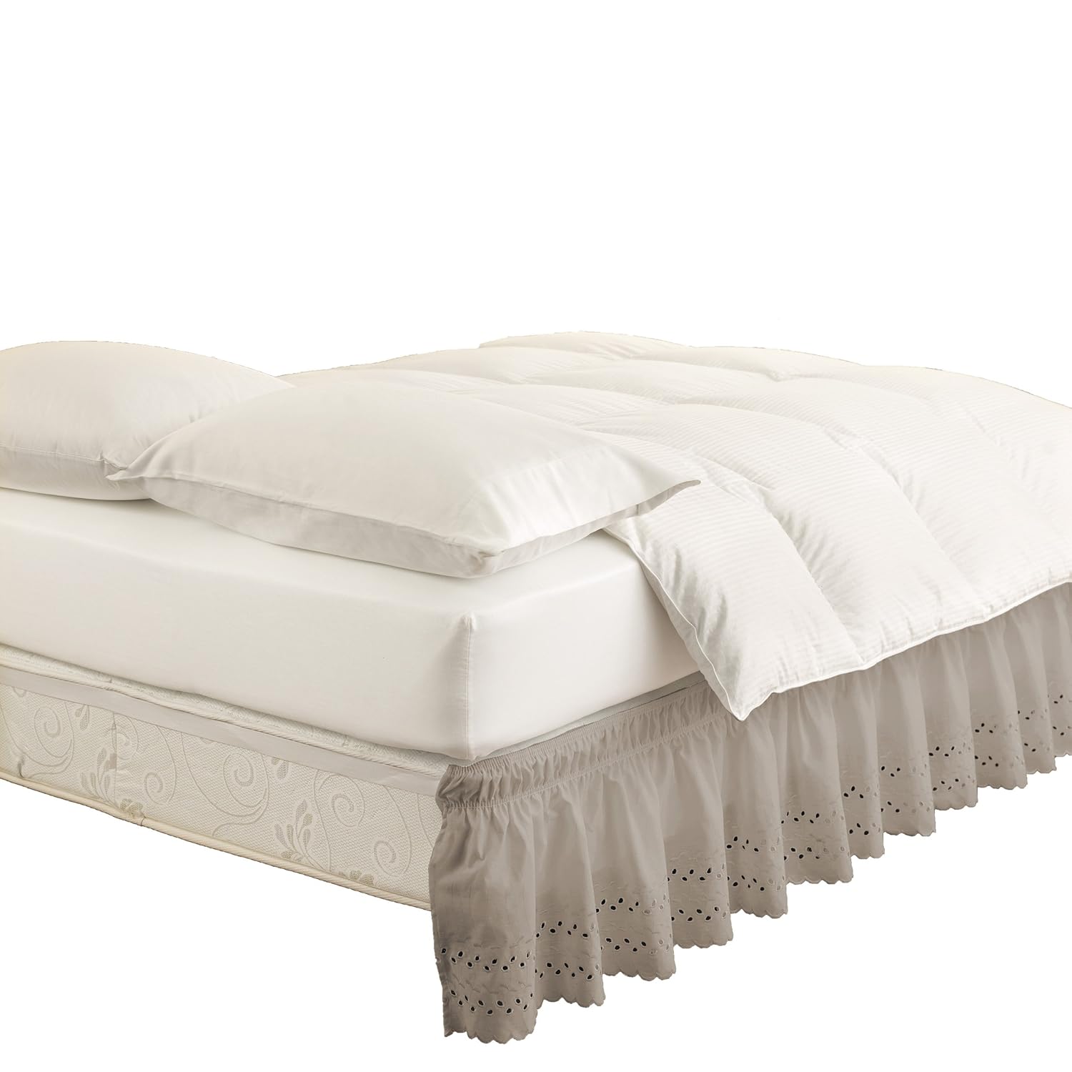 EasyFit Wrap Around Eyelet Ruffled Bed Skirt Queen/King White Ellery Homestyles 11578QUEEN