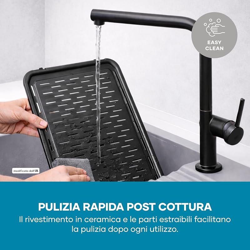 Barbecue Elettrico con Supporto, Rivestimento in Ceramica, 2000 W