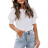 DOROSE Women's Casual Tops Puff Sleeve Loose Blouses T Shirts