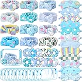 Kajaia 48 Pcs Sleepover Party Supplies for Girls Spa Part Favor Slumber Party Supplies for Women Headband Eye Mask Hair Scrunchies Toiletry Bag