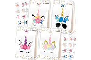 BQN 24pc Unicorn Candy Bags - Unicorn Party Favor Bags for Girls' Birthday Decorations