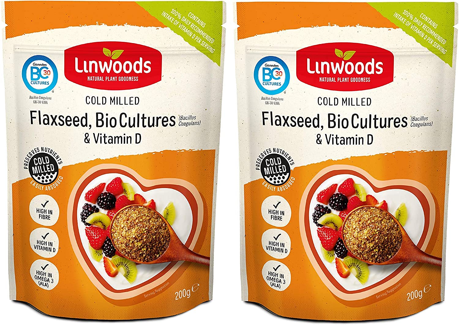 Linwoods Milled Flaxseed with Bio Cultures & Vitamin D 360g, High in vitamin D, High in Fibre, High in Omega 3 (ALA), Source of Protein, maintenance of normal bones and teeth, reduction of tiredness, Maintenance of normal blood cholesterol levels