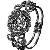 Austrian Crystal Party Prom Rose Flower Butterfly Bangle Bracelet for Women | Insect Costume Jewelry, Fashion Accessories