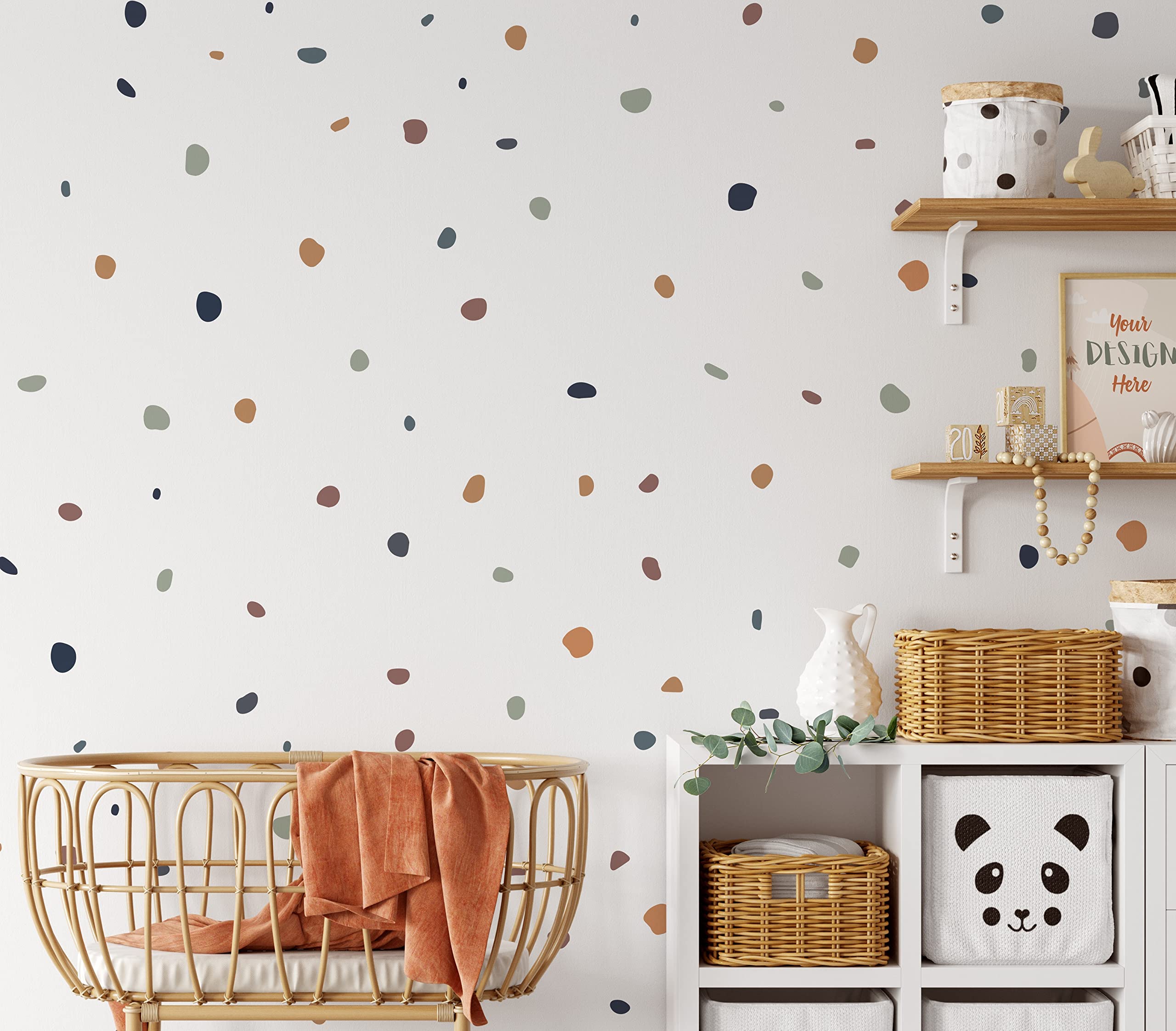 QuoteMyWall 150 Pastel Polka Dot Blobs Wall Stickers Dotty Danish Pastel Denmark Colourful Nursery Decals for Kids Boys Girls Bedrooms Removable (Boho Chic)
