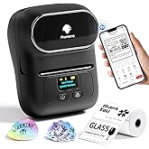 Phomemo M110 Label Makers - Barcode Label Printer Bluetooth Label Maker Portable Thermal Printer for Small Business, Address, Barcode, Logo, Clothing, Mailing, Sticker Printers for Phone & PC, Black