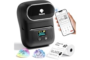Phomemo M110 Label Makers - Barcode Label Printer Bluetooth Label Maker Portable Thermal Printer for Small Business, Address, Barcode, Logo, Clothing, Mailing, Sticker Printers for Phones & PC, Black