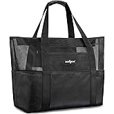 ZUXNZUX Mesh Beach Bag - Large Waterproof Beach Tote Bag with Zipper, Oversized Foldable Lightweight Family Swim Bag Vacation