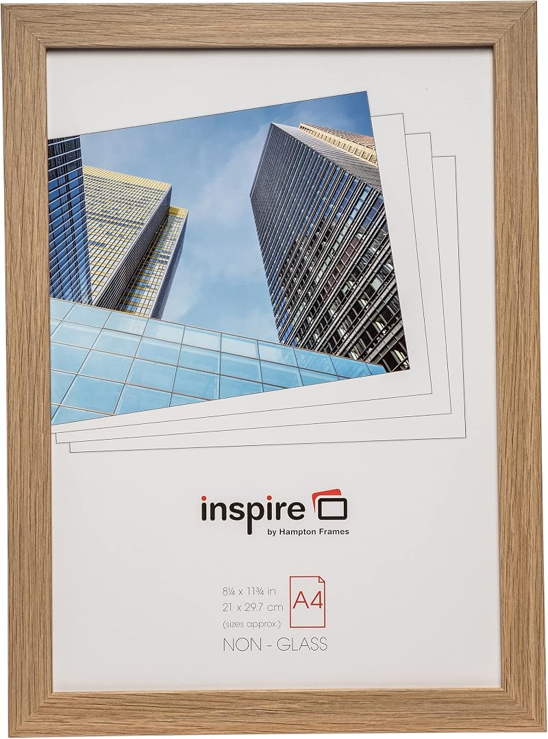 Hampton Frames A4 Photo Frame 21x30cm Natural Wood Effect with Acrylic Front