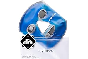 MyHalos Ice Face Mask - 2023 Frozen Face Mask for Pain Relief, Migraine & Wisdom Tooth Surgery - Our Cooling Face Mask for Swelling, Puffiness & Stress Relief - Hot or Cold Gel Face Mask Cold Pack