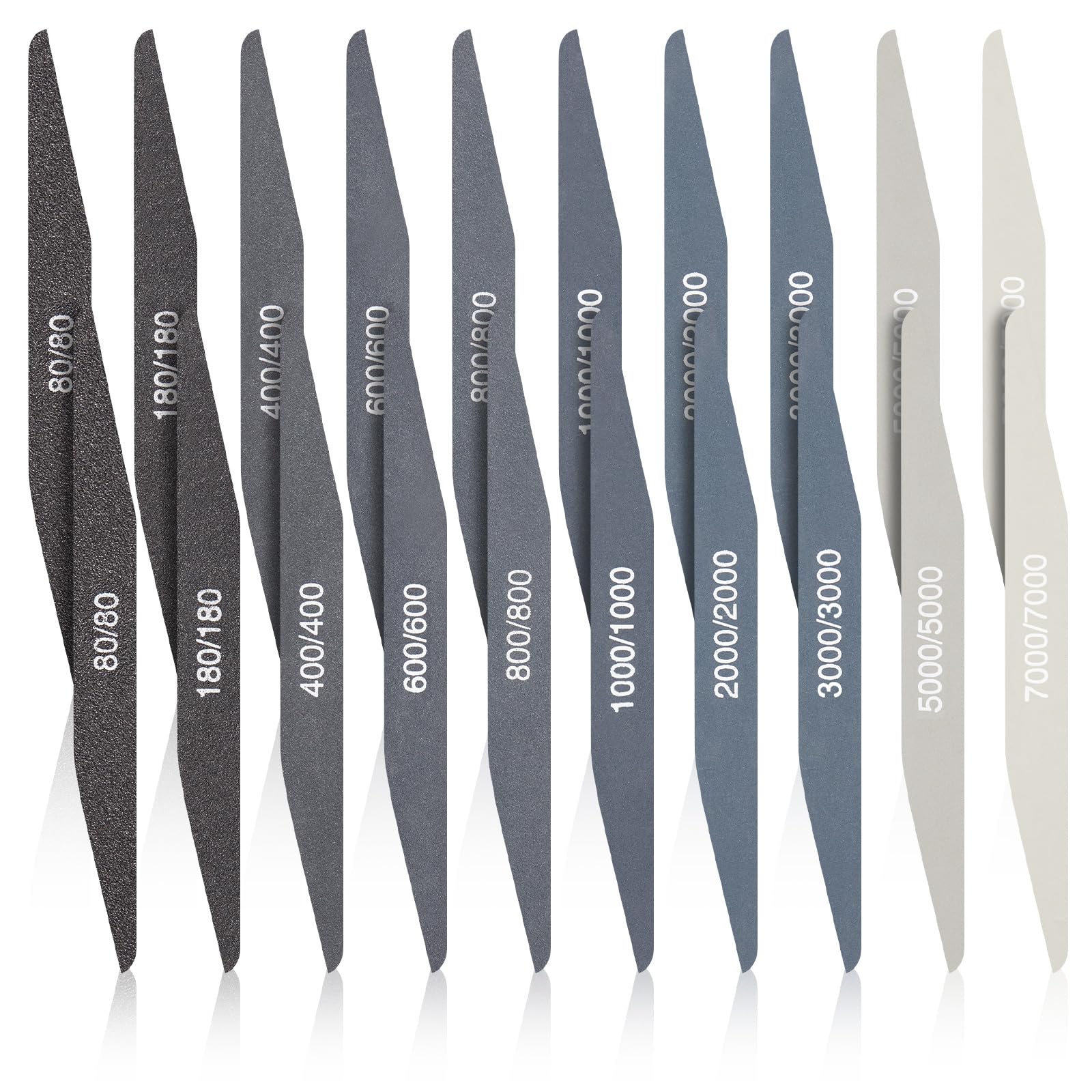 Honoson 20 Pcs Sanding Sticks for Plastic Models 3D Print Polishing Sticks Assorted Metal and Wood Sanding Tools Accessory for Model Craft Amateur Beginner(Low Grits Rating,Double Angle Shape)