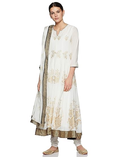 biba white anarkali suit