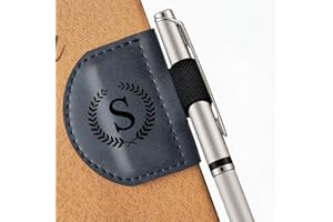 MOTEERLLU Bygone Mark Bookmark with Pen Holder, Initial Personalized Leather Magnetic Book Mark, Custom Bookmarks for Women & Men, Ideal Gift for Book Lovers, Readers